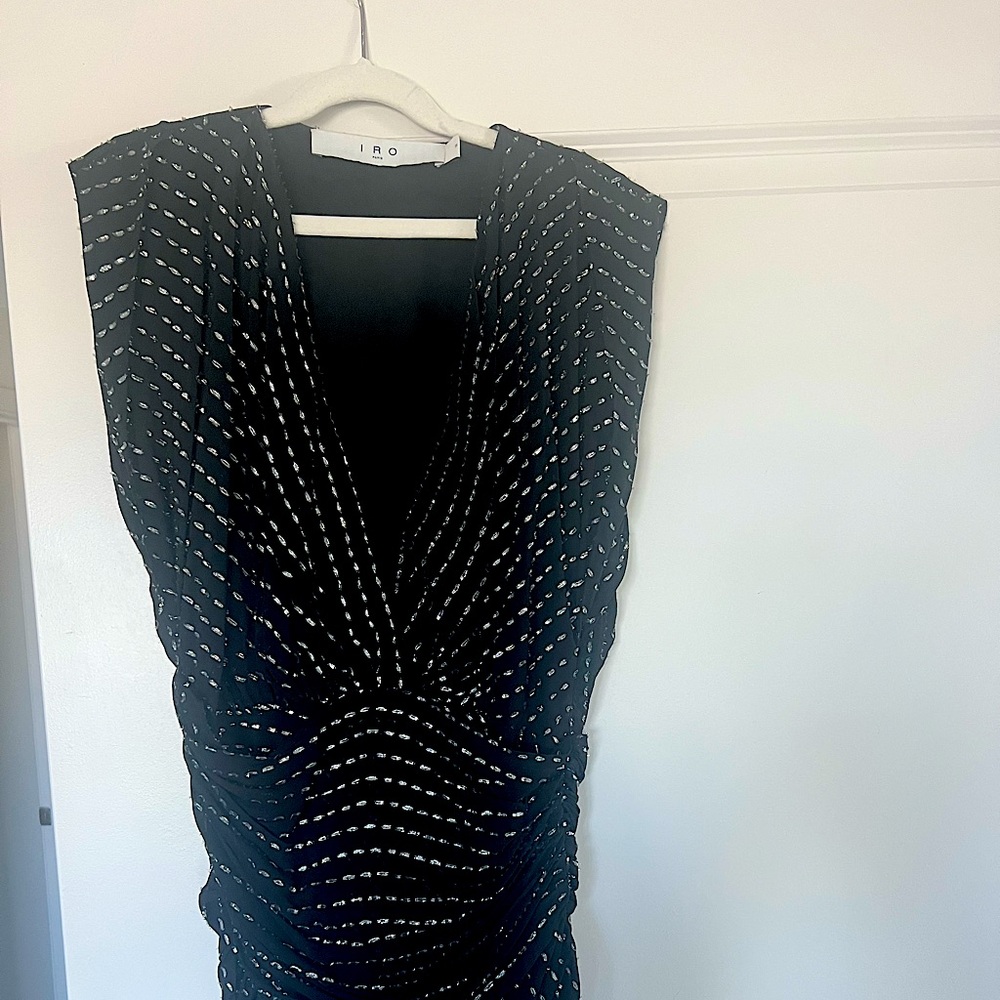 IRO Sigma wrap-effect metallic mini dress